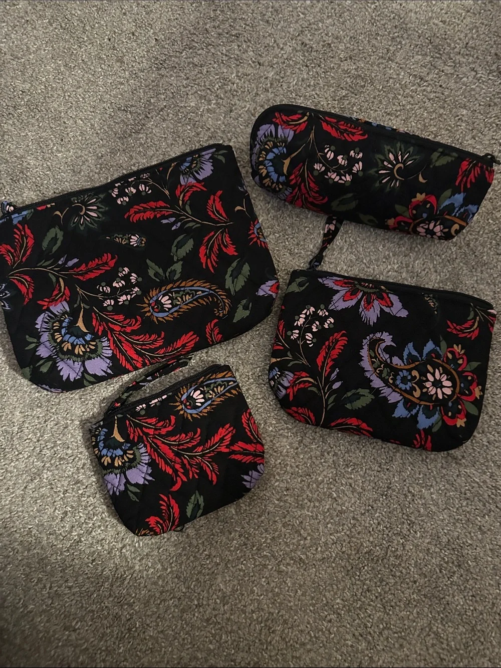 Vera Bradley Venetian Paisley 4 Piece Cosmetic Bag Set